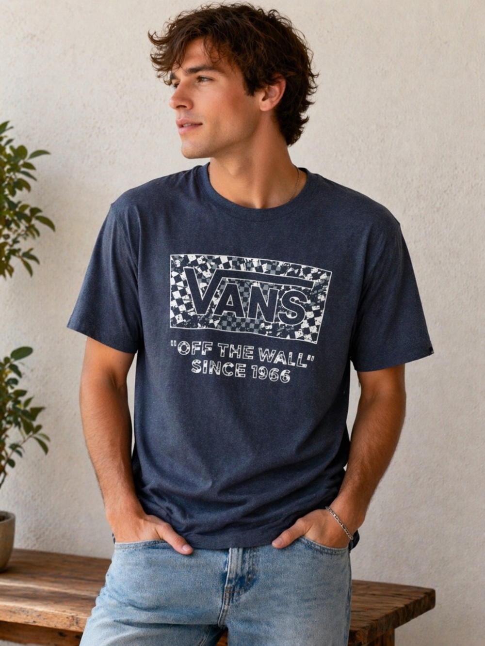 Vans Men's Navy Graphic 'Off The Wall' Short Sleeve Tee NWT